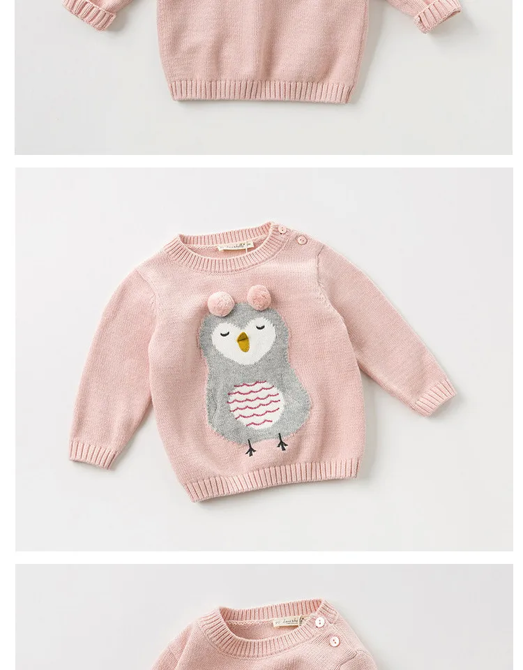 DBM11683 dave bella/осенний милый вязаный свитер с рисунком для маленьких девочек детский Модный пуловер шикарные топы для малышей