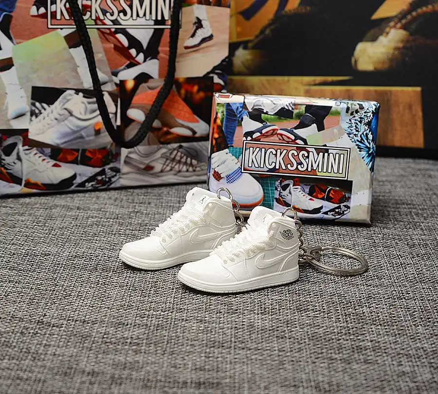 Персональный DIY Jordan Generation AIR JORDAN 1 chicago 3D кроссовок фигурный брелок сумка Подвеска парный брелок - Цвет: a pair w metal  ring
