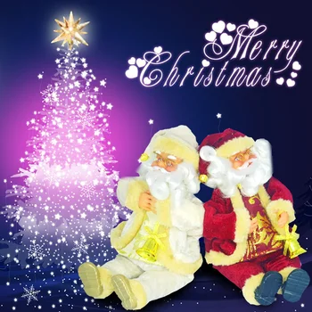 

17cm Christmas Sitting Santa Claus Doll Xmas Figurine Home Room Decoration Decor