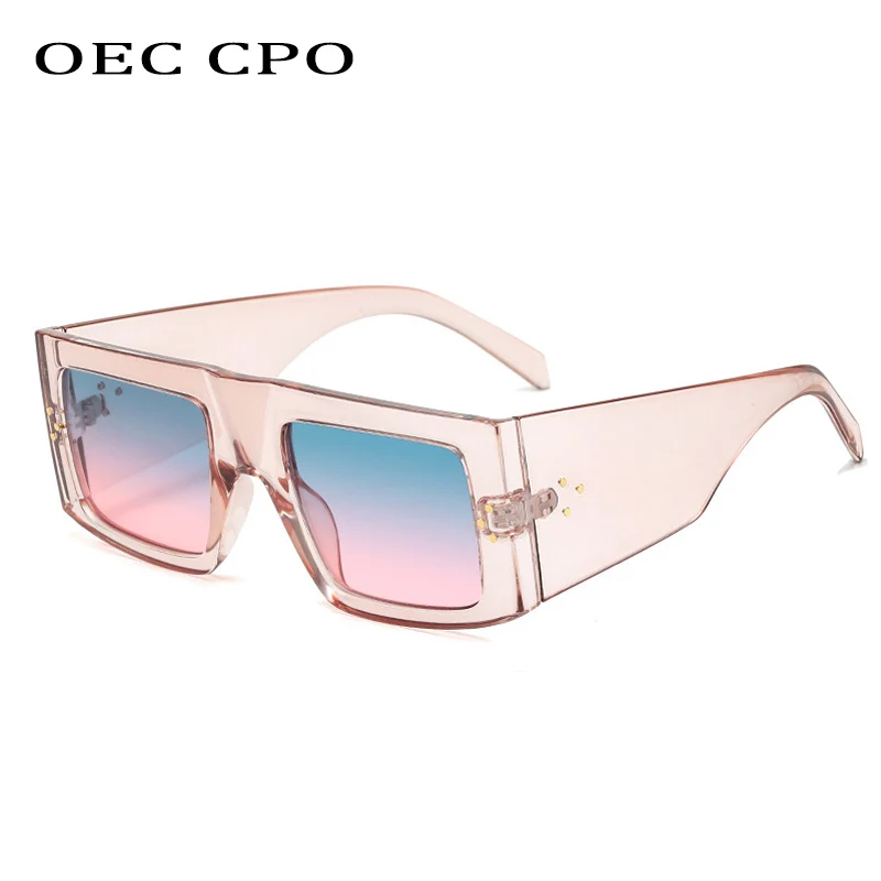 

OEC CPO Fashion Steampunk Goggles Women Sunglasses Vintage Clear Pink Square Glasses Female Punk Uv400 Eyewear Men Shades O753