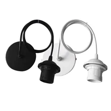 1m DIY Lampshade E27 Full Tooth Lamp Metal Fitting Lamp Holder Chandelier Paper Bamboo Lantern LED Bulb Chandelier Line Black
