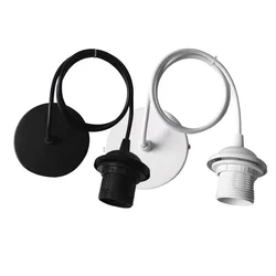1m DIY Lampshade E27 Full Tooth Lamp Metal Fitting Lamp Holder Chandelier Paper Bamboo Lantern LED Bulb Chandelier Line Black