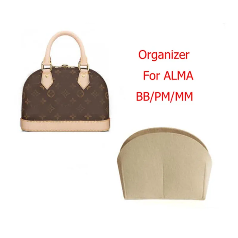 EverToner Felt Insert Bag Organizer Bag Fits For LV Alma PM Insert Bag in  Bag Travel Purse Portable Cosmetic Base Shaper