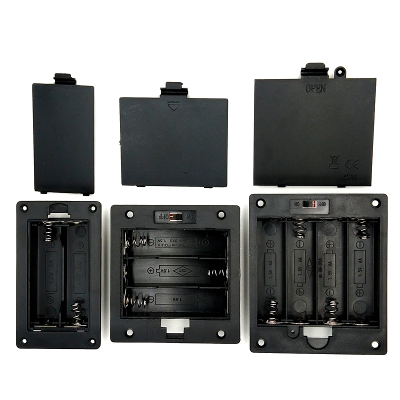 

Прямоугольный Встраиваемый держатель для батарей AA 20 шт./лот 2x3x4x1,5 в, коробка для хранения с переключателем 2, 3, 4 слотами, черная крышка для б...