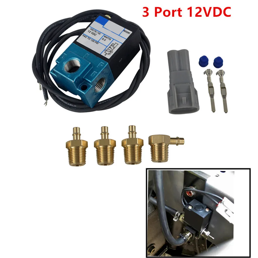 3 Port 5.4W Electronic Boost Control Solenoid Valve + Barbed Brass Fittings