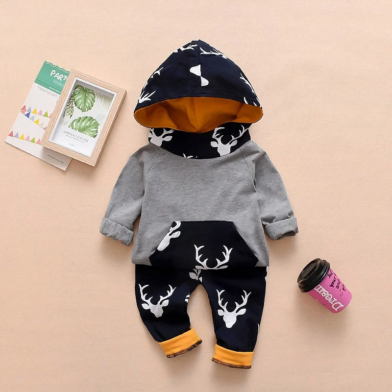 

Infant 0-18M Newborn Baby Girl Clothes Boy Autumn Winter Hooded Cartoon Pattern Print Girls Boys Jumpsuit Climb Soft Romper #m