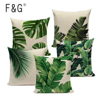 

Tropical banana Leaves Cushion Cover Palm Leaf Pillow Cases Linen Car Decorative Pillowcase Large floor Sofa Home Throw Pillows