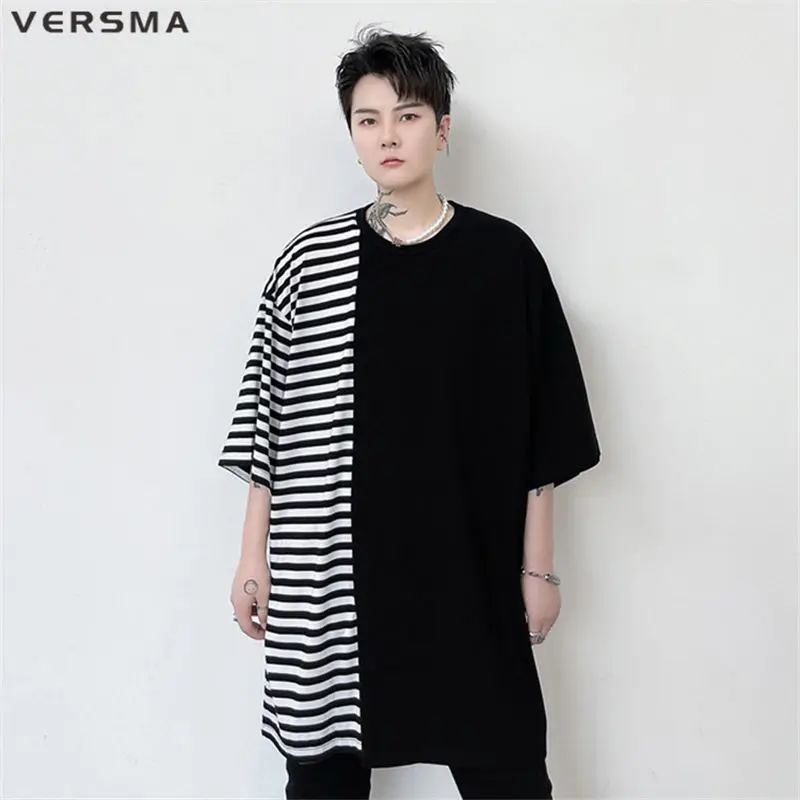 

VERSMA японский Мода топ в полоску в стиле пэчворк босоножки в ретростиле с верхом в виде т-образного Детские Для мужчин летняя одежда в стиле «хип-хоп» уличная короткий рукав футболки Для мужчин дропшиппинг