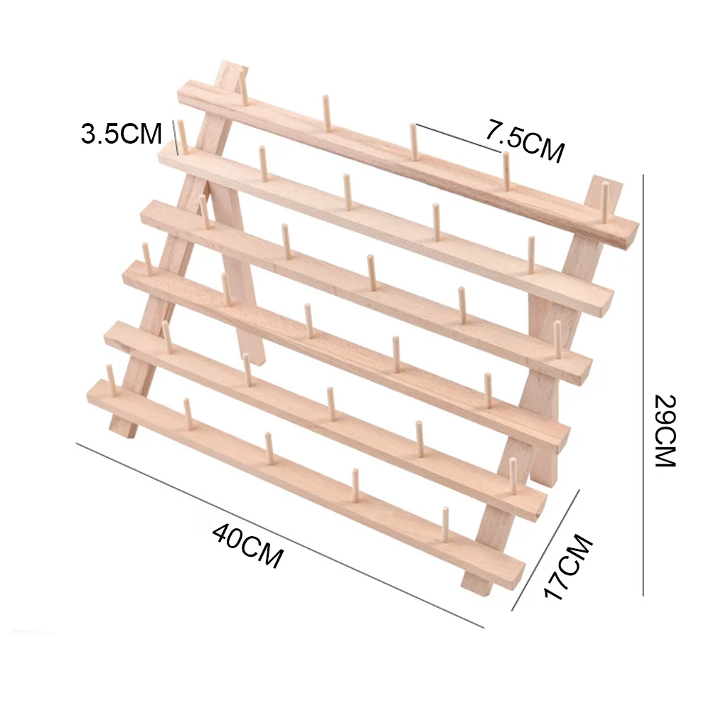 

Thread Rack Wooden Organizer Foldable Wood Thread Stand Rack 30Spool Sewing Tool Hold Organizer Wall Mount Sewing Storage Holder