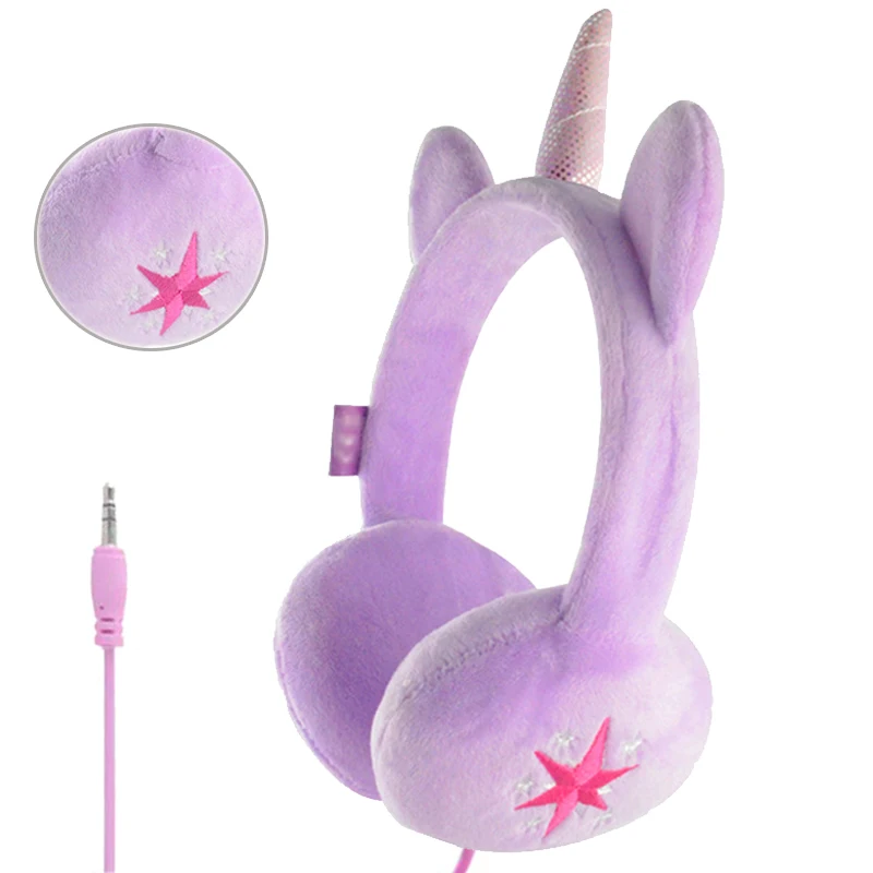 

Kids Unicorns Headphones For Tablet MP3 Players PC Warm Plush Headset Soft Earmuffs for Kids Adults 3.5mm Wired Music Earphone