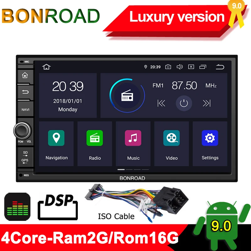 Bonroad " 2Din Android 9,0 Автомобильный мультимедийный плеер для Nissan для hyundai для Kia gps-навигация, радио, стерео-видео(без DVD - Цвет: L-PX30-DSP 2G 16G