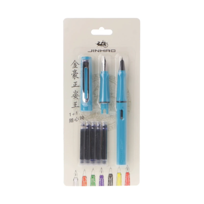 Jinhao 599 8 цветов 5 шт. чернильно-синий и 2 шт. средний тонкий перьевая ручка новинка L41E - Цвет: Небесно-голубой