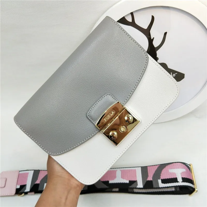Весна/Лето Новое поступление Оригинальные женские сумки FURLA, высококачественные двухцветные меховые сумки серый с белым цветом S& L Размер - Цвет: S size