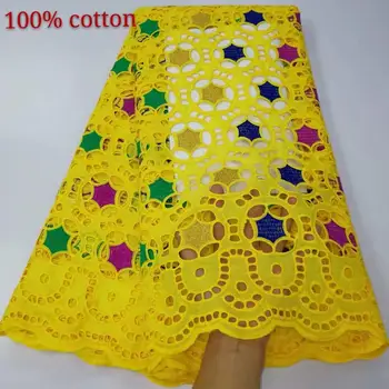 

New Arrival Perforated Cotton African Swiss Voile Lace In Switzerland Soft Nigerian100% Cotton Lace Fabric 5yards C91229-5