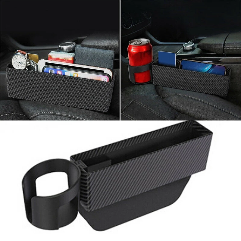 

Car Seat Crevice Storage Box Slot Multi-function Car Organizer Car Foldable Quilted Cup Holder For Universal Wallet Phone Cards