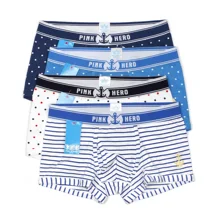 4 шт./лот Pink Heroes модные синего цвета, в полоску, шорты-боксеры хлопок и лайкра стрейч Для мужчин нижнее белье, мужские трусы