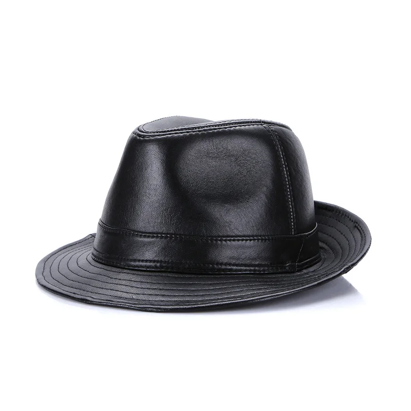 

Genuine Leather Sheepskin Men's Hat Autumn And Winter British Gentleman Jazz Hat