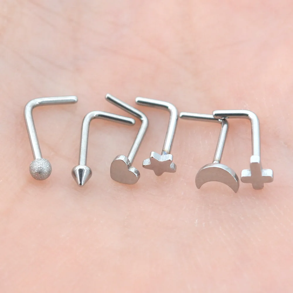 Nose Rings Nose Piercing L Bar Pcs 20G Nose Rings Studs, L Shape