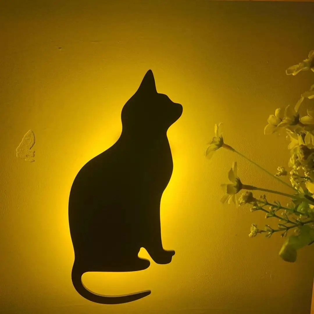 

LED Night Light Animal Shape Motion Sensor Control Smart Sound Wall Lamp Home Corridor Balcony Lighting Cute Cat Sleep Lamps