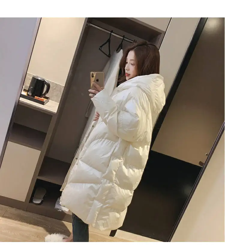 Heydress однотонная зимняя женская толстая пуховая парка с капюшоном, женская теплая длинная розовая верхняя одежда, Корейская женская одежда с хлопковой подкладкой