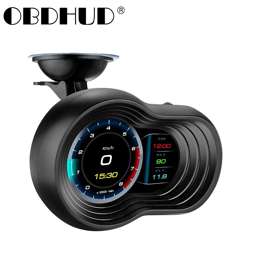 F9 OBD2 GPS Coche HUD Head Up Display Digital Velocímetro Proyector Turbo Aceite Temp