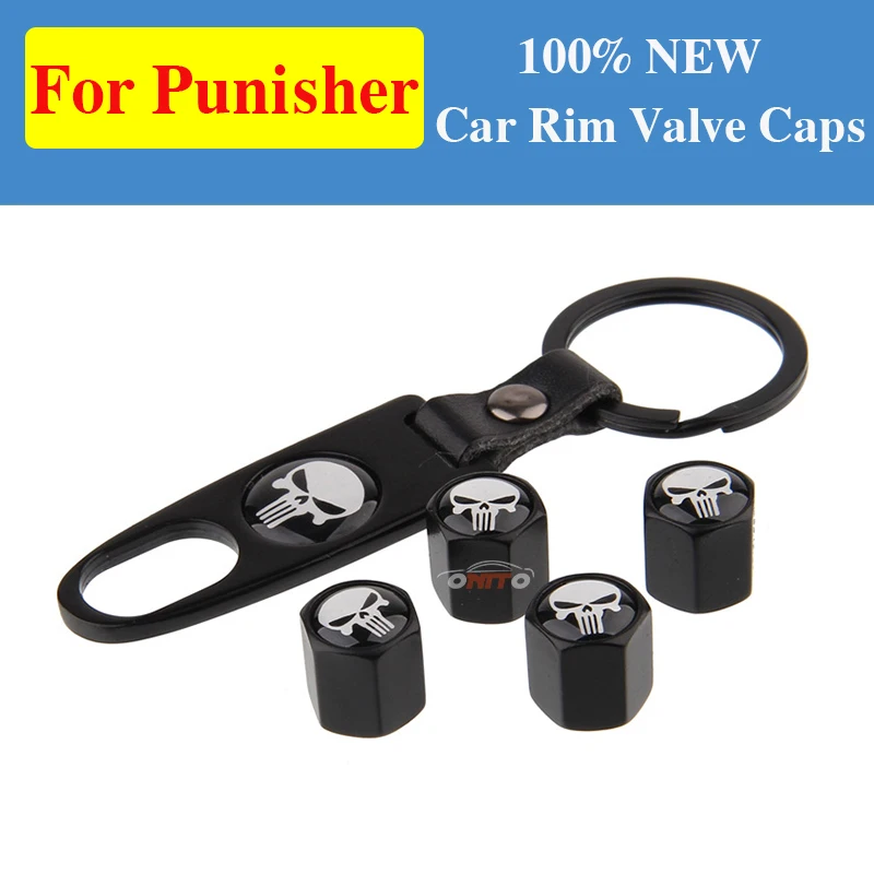

1Set Leather+Key Ring Car Wheel Rim Tire Caps Covers Punisher for kuga fusion fiesta transit ranger Car Accessory