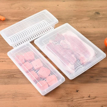 

Freezer Refrigerator Organizer Trays Bins Pantry Cabinet Storage Box Fridge Fruits Vegetables Drain Containers Storage Baskets