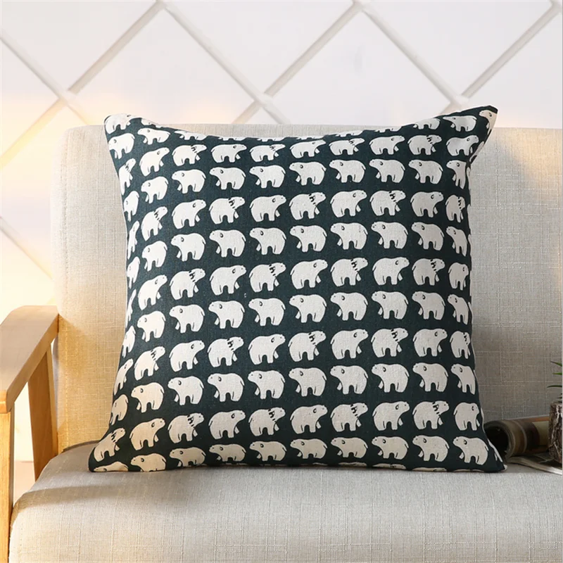 Customized Pillow DIY Printed Flannel Linen Cushion Pillow Stripe Lattice Square Home Decoration