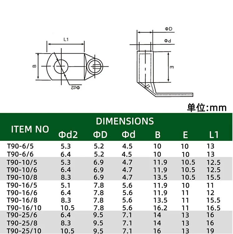 5 pces T90-25 6 8 10 12