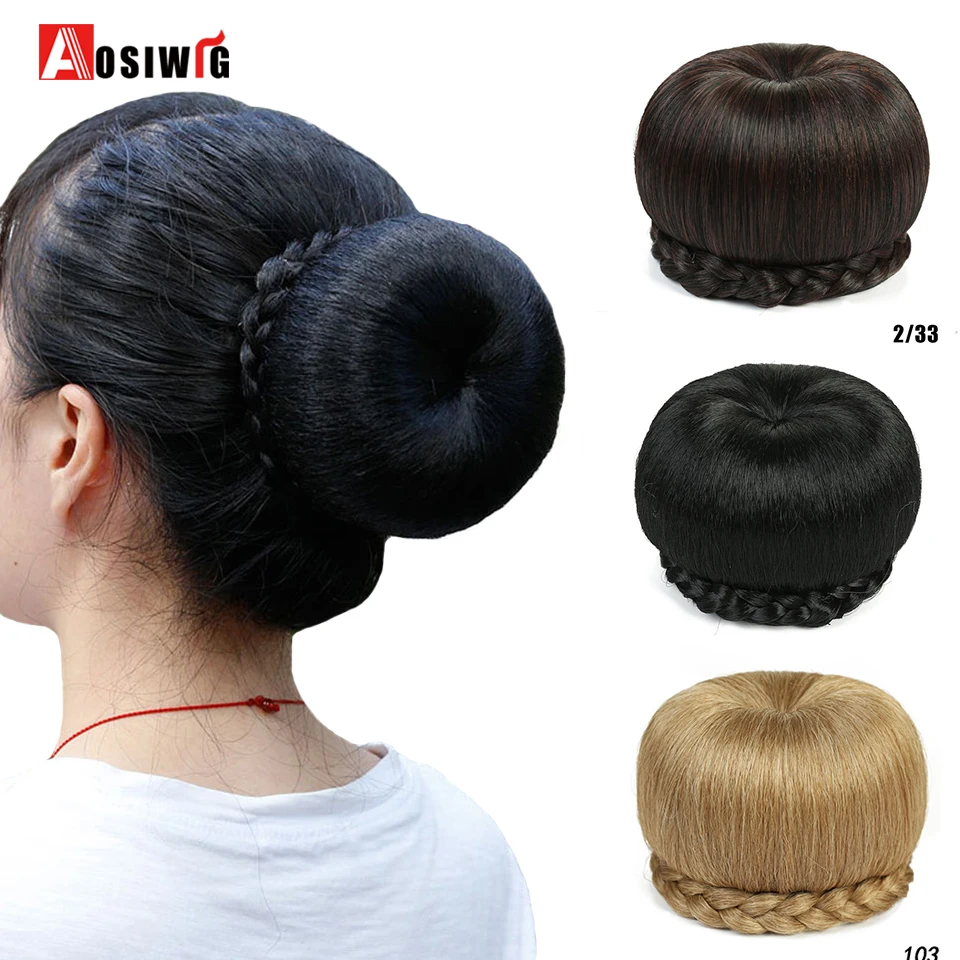 Aosiwig Clip In One Piece Chignon Apple Style Women Braided
