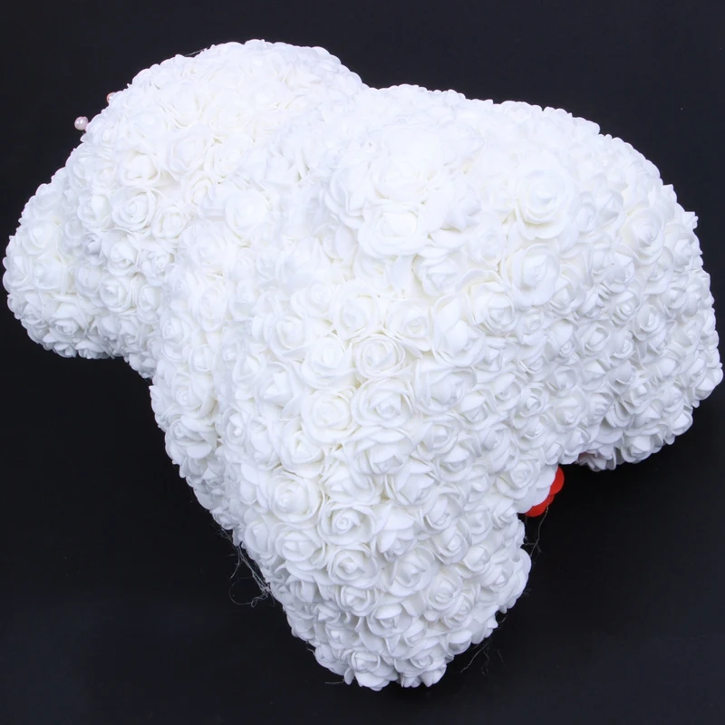 40Cm Teddy Bear With Crown In Gift Box Bear Of Roses Artificial Flower New Year Gifts For Women Valentines Gift