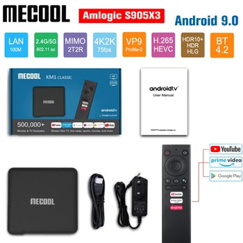 

Mecool Google Certified Andriod 9.0 Tv Box KM1 ATV 4G 64G Amlogic S905X3 2T2R Wifi 4K Player Voice Control Youtube