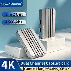 Acasis – boîtier de Capture Audio vidéo, 2 canaux, Compatible HDMI, 4KHD, 60HZ, pour jeu en direct, pour Switch, xbox, ps4, 1080P 