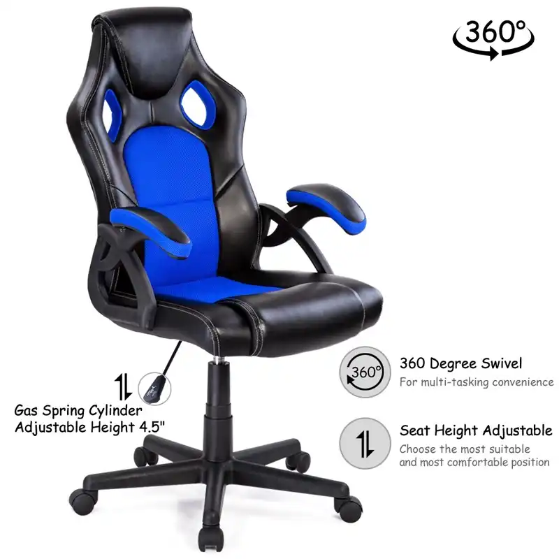 Pu Leather Bucket Seat Executive Racing Style Swivel Lift Office