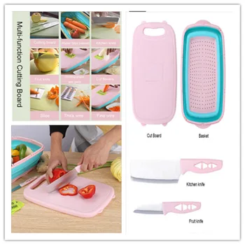 

9 In 1 Chopping Board Multi-Function Board Kitchen Folding Drain Basket Multi-Function Sink Cutting Chopping Blocks