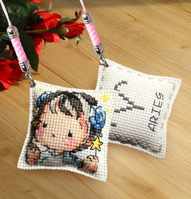 DIY Craft Stitch Cross Stitch, Phone Accessories, Girls Plastic  Fabric,Needlework Embroidery Crafts, Counted Cross-Stitching