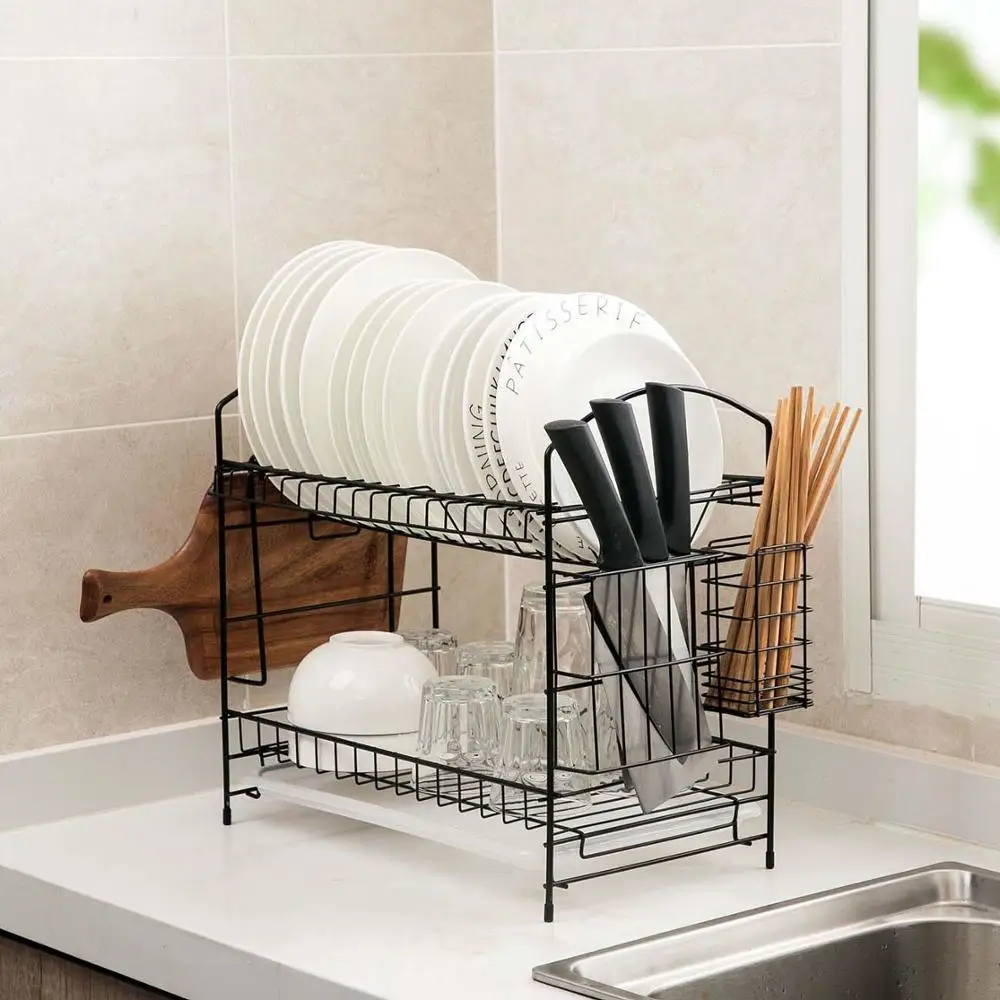 

Kitchen Organizer 2 Layers Storage Rack Dish Drying Rack Tableware Drainer Shelf Plate Dish Rack Drain Basket Sink Organizer
