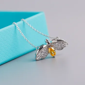 

TSHOU244 new Firefly necklace s925 silver necklace pendant yellow zircon