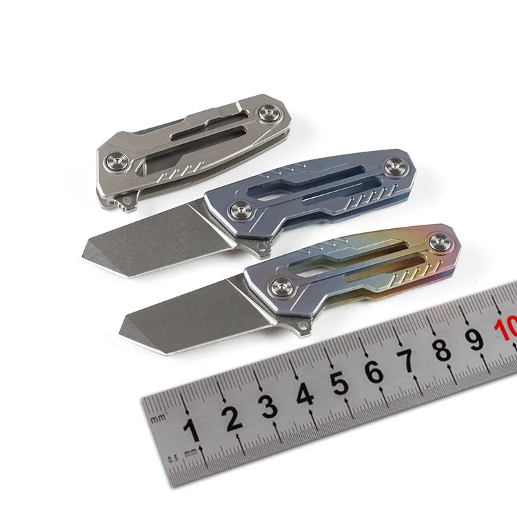 

New Titanium handle steel folding knife outdoor camping sharp mini key knives kitchen tools Paring Chef Knives