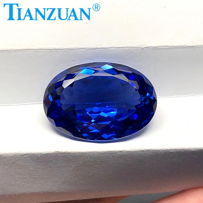 93 8 ct 24*34 мм синий цвет овальной формы лаборатория создан сапфировый камень