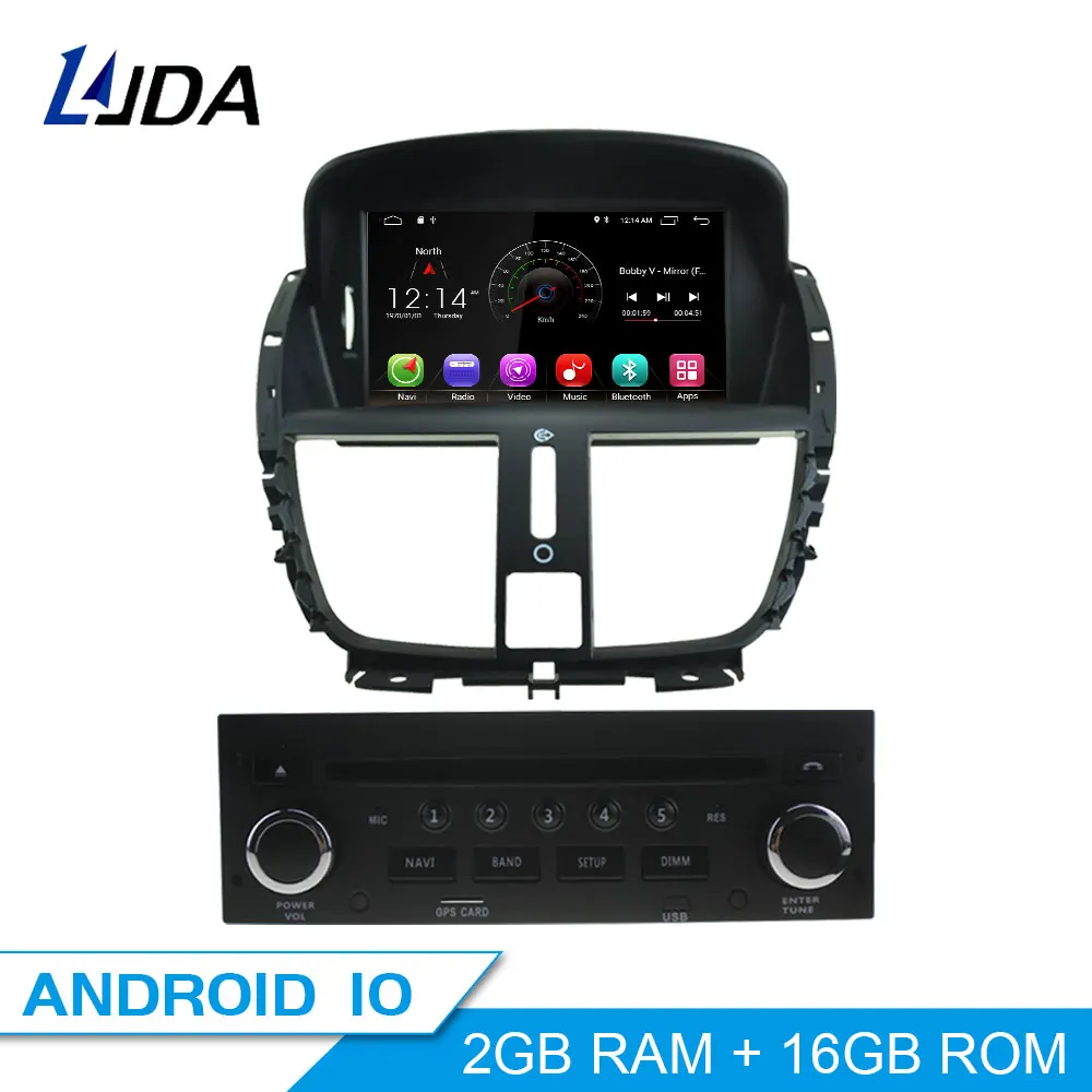 LJDA Android 10 1 Din Автомобильная магнитола для peugeot 207 2007-2011 2012 2013 Автомобильный мультимедийный плеер стерео gps навигации автомобиля DVD ips SD