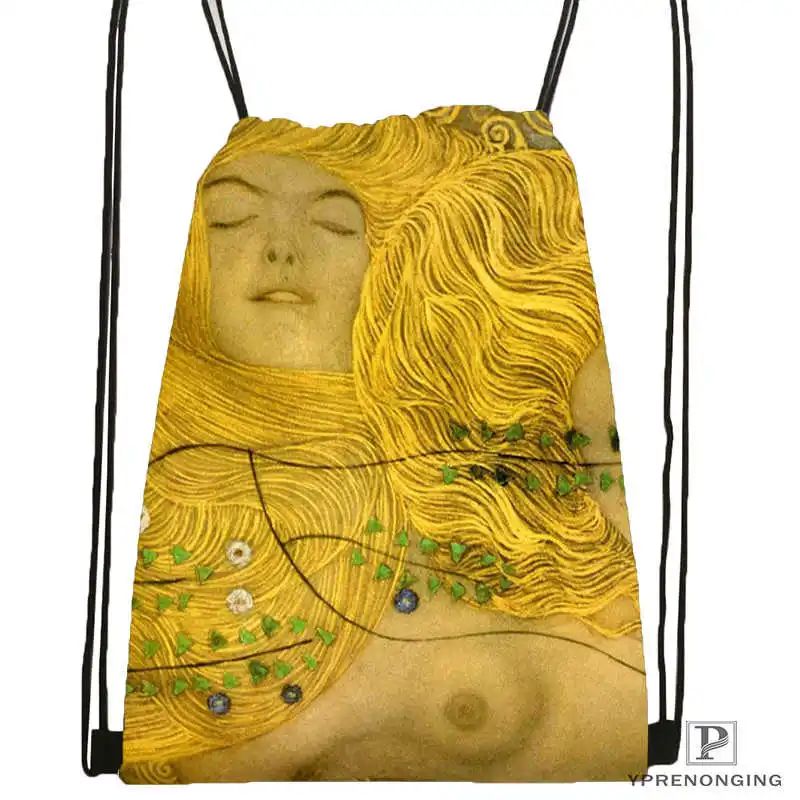 Drawstring Backpack На выбор Gustav Klimt#10 походная сумка на шнурке милый рюкзак для детей(черная спинка) 31x40 см#180531-02-39 - Цвет: Drawstring Backpack