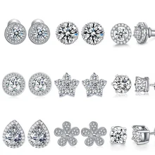 UMODE, корейские AAA+ прозрачные маленькие серьги-гвоздики с кубическим цирконием для женщин, серьги в форме цветка, сердца, круглой звезды, серьги в форме капли, модное ювелирное изделие