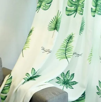 

Simple Modern Nordic Plants Simulated Hemp and Individual Banana Leaves Curtains for Living Dining Room Bedroom Morden Tulle