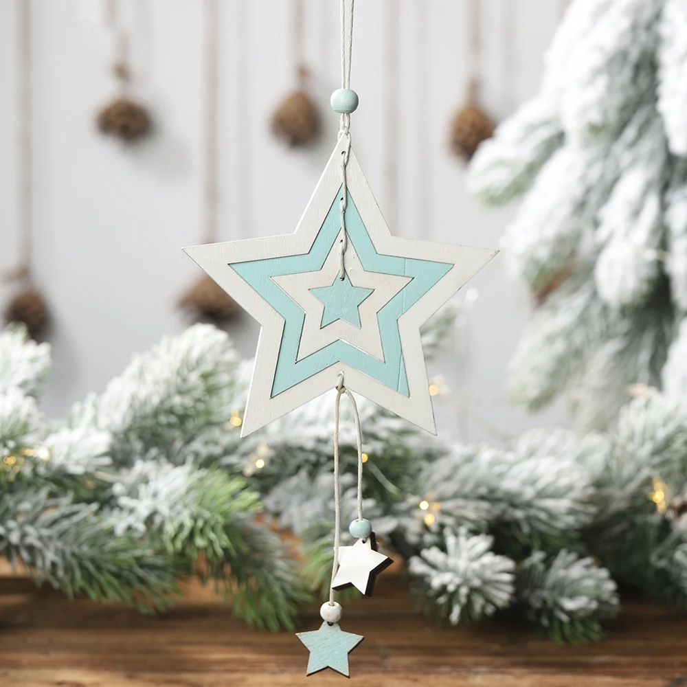 44 типа украшения для рождественской елки, орнамент Санта Клаус, лось, звезда, деревянная подвесная подвеска, Рождественский Декор для рождественской вечеринки для дома - Цвет: 26