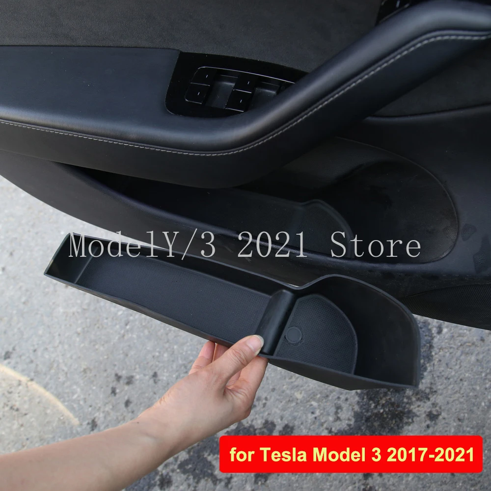 Door Side Storage Box for Tesla Model 3 2017-2021 Auto Barrel Handle Armrest Organizer Container Hidden Holder Car Accessories