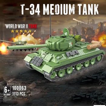 

1113pcs Military WW2 Soviet Union T-34 Medium Tank Bricks Building Block World War Army Forces Figures Model Toys for Boys Gifts