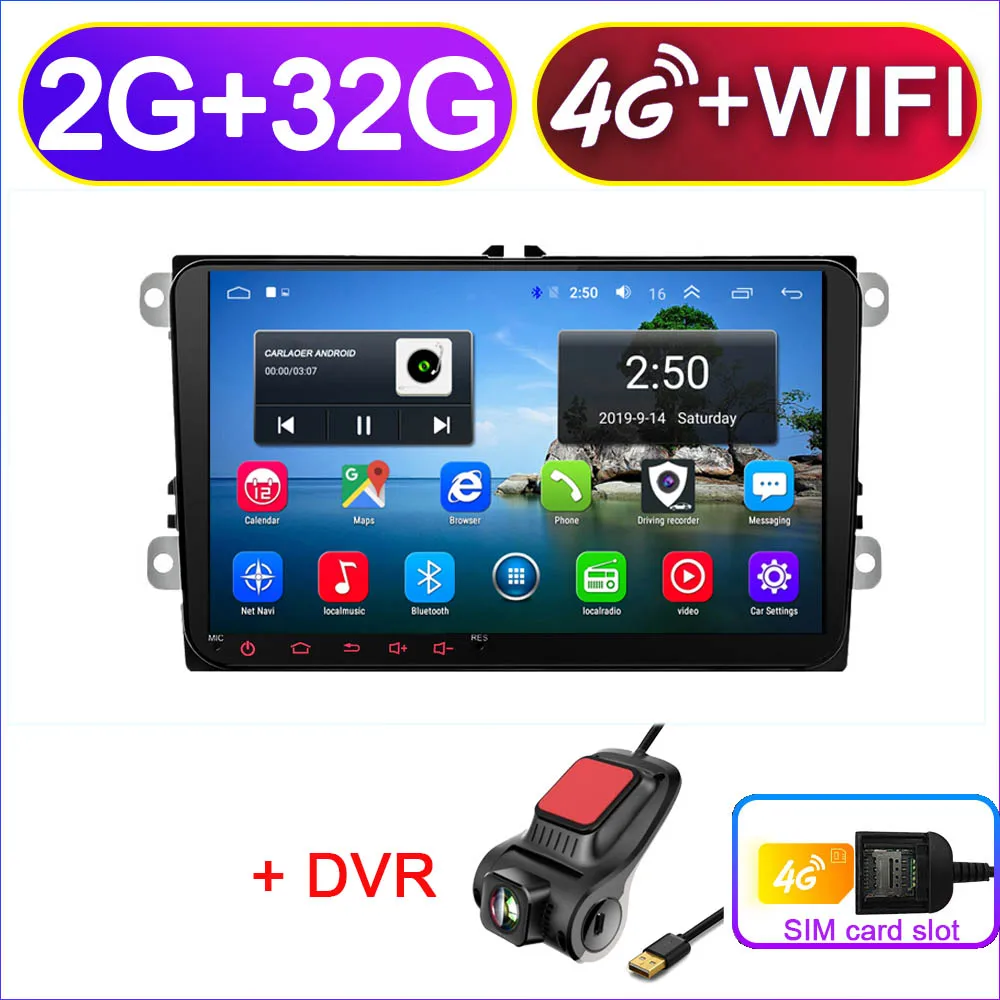 4G SIM DVR " Android 8,1 автомобиль радио gps навигации для Volkswagen Skoda Octavia Golf 5 6 touran passat B6 Polo Tiguan Yeti Rapid мультимедиа - Цвет: 4G SIM DVR