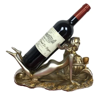 

1pc Home Decor Home Decoration Creative Wine Rack Resin Girl Art Wine Red Wine Display Bracket Closet Decoration For Home Shop