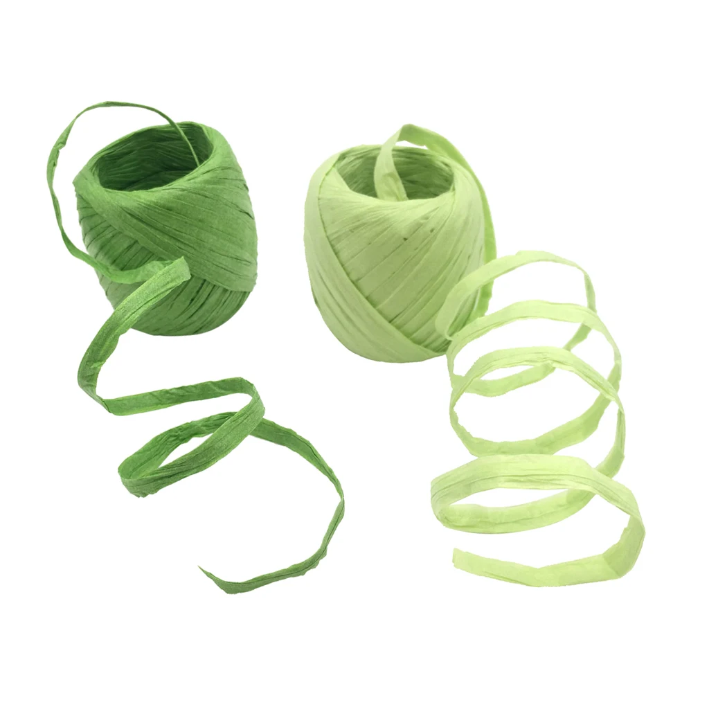 2pcs Easy Cheap and Convenient Paper Raffia Ribbon Decorating Flowers Gifts Crafts Scrapbook Natural Ribbons for Wedding 20m